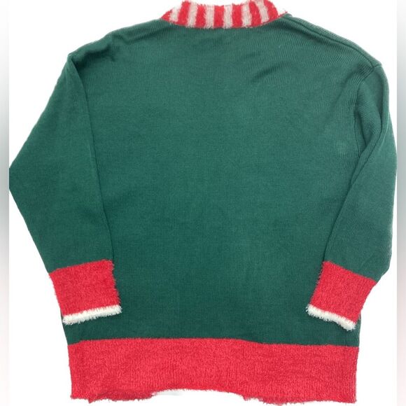 United States Sweaters SZ XL Christmas Holiday Santa Cardigan Winter Comfy Green - Picture 2 of 11